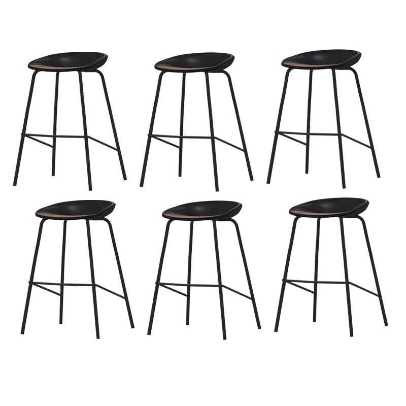 Industrial Indoor Bar Stool Upholstered Bar Stool with Metal Base Black 6 Piece Set Clearhalo 'Bar Furniture' 'Bar Stools' 'bar_stools' 'furn' 'furn_bar_stools' 'Furniture' 'Kitchen & Dining Furniture' 7491655