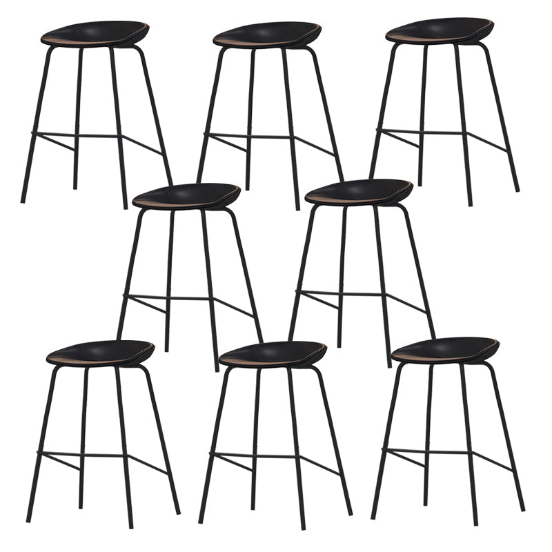 Industrial Indoor Bar Stool Upholstered Bar Stool with Metal Base Black 8 Piece Set Clearhalo 'Bar Furniture' 'Bar Stools' 'bar_stools' 'furn' 'furn_bar_stools' 'Furniture' 'Kitchen & Dining Furniture' 7491658