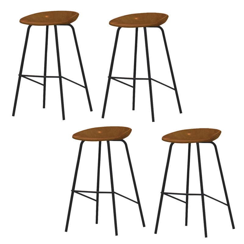 Industrial Indoor Bar Stool Upholstered Bar Stool with Metal Base Orange 4 Piece Set Clearhalo 'Bar Furniture' 'Bar Stools' 'bar_stools' 'furn' 'furn_bar_stools' 'Furniture' 'Kitchen & Dining Furniture' 7491670