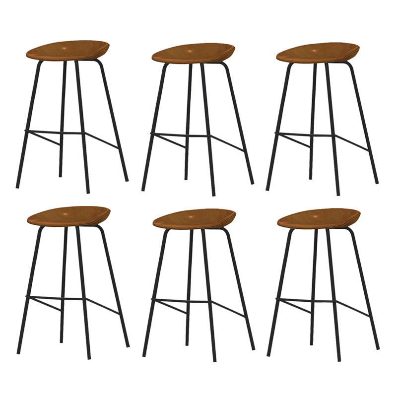 Industrial Indoor Bar Stool Upholstered Bar Stool with Metal Base Orange 6 Piece Set Clearhalo 'Bar Furniture' 'Bar Stools' 'bar_stools' 'furn' 'furn_bar_stools' 'Furniture' 'Kitchen & Dining Furniture' 7491671