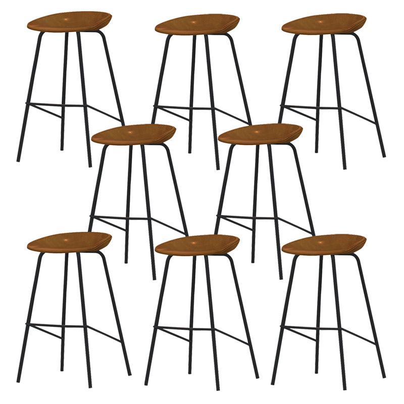 Industrial Indoor Bar Stool Upholstered Bar Stool with Metal Base Orange 8 Piece Set Clearhalo 'Bar Furniture' 'Bar Stools' 'bar_stools' 'furn' 'furn_bar_stools' 'Furniture' 'Kitchen & Dining Furniture' 7491672