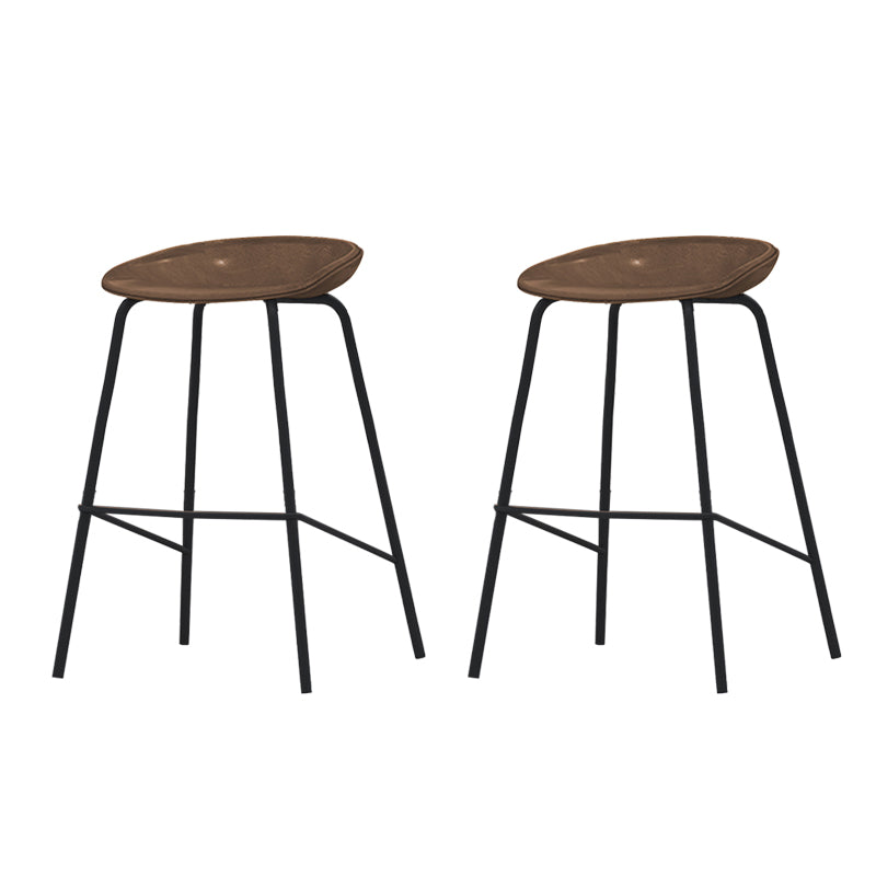 Industrial Indoor Bar Stool Upholstered Bar Stool with Metal Base Brown 2 Piece Set Clearhalo 'Bar Furniture' 'Bar Stools' 'bar_stools' 'furn' 'furn_bar_stools' 'Furniture' 'Kitchen & Dining Furniture' 7491674