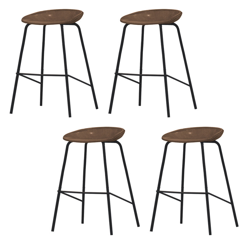 Industrial Indoor Bar Stool Upholstered Bar Stool with Metal Base Brown 4 Piece Set Clearhalo 'Bar Furniture' 'Bar Stools' 'bar_stools' 'furn' 'furn_bar_stools' 'Furniture' 'Kitchen & Dining Furniture' 7491675