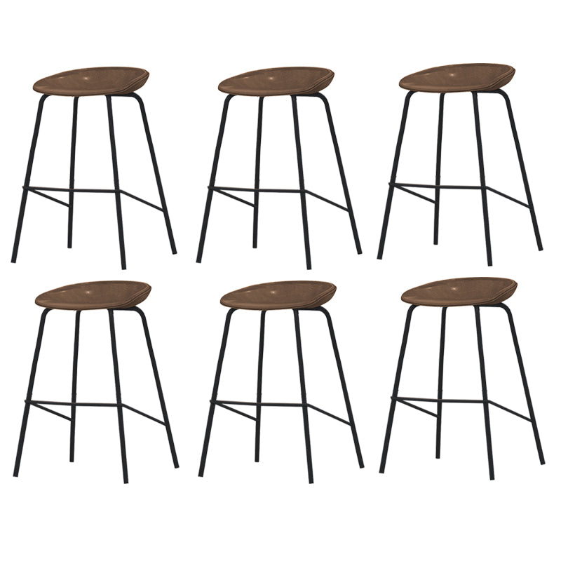 Industrial Indoor Bar Stool Upholstered Bar Stool with Metal Base Brown 6 Piece Set Clearhalo 'Bar Furniture' 'Bar Stools' 'bar_stools' 'furn' 'furn_bar_stools' 'Furniture' 'Kitchen & Dining Furniture' 7491676
