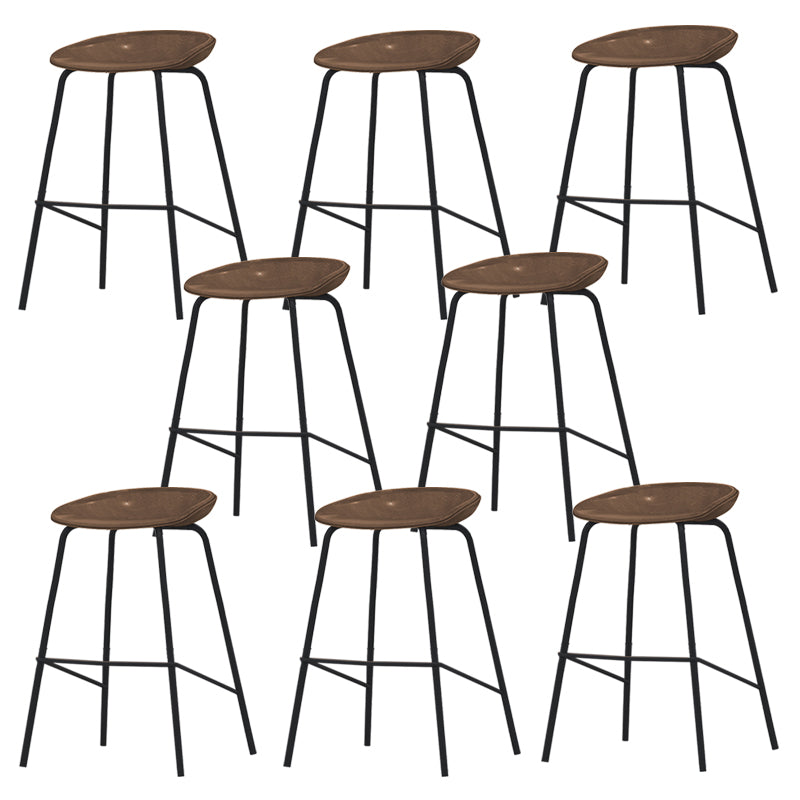 Industrial Indoor Bar Stool Upholstered Bar Stool with Metal Base Brown 8 Piece Set Clearhalo 'Bar Furniture' 'Bar Stools' 'bar_stools' 'furn' 'furn_bar_stools' 'Furniture' 'Kitchen & Dining Furniture' 7491677