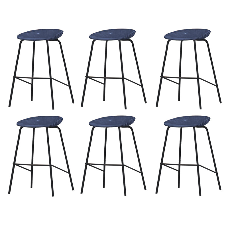 Industrial Indoor Bar Stool Upholstered Bar Stool with Metal Base Blue 6 Piece Set Clearhalo 'Bar Furniture' 'Bar Stools' 'bar_stools' 'furn' 'furn_bar_stools' 'Furniture' 'Kitchen & Dining Furniture' 7491681