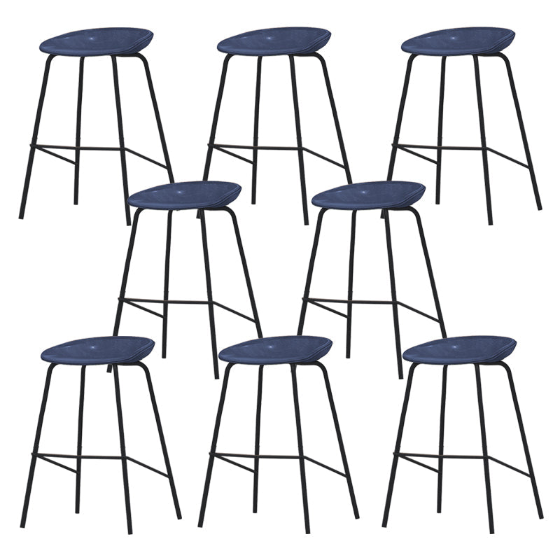 Industrial Indoor Bar Stool Upholstered Bar Stool with Metal Base Blue 8 Piece Set Clearhalo 'Bar Furniture' 'Bar Stools' 'bar_stools' 'furn' 'furn_bar_stools' 'Furniture' 'Kitchen & Dining Furniture' 7491682
