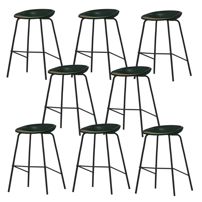 Industrial Indoor Bar Stool Upholstered Bar Stool with Metal Base Green 8 Piece Set Clearhalo 'Bar Furniture' 'Bar Stools' 'bar_stools' 'furn' 'furn_bar_stools' 'Furniture' 'Kitchen & Dining Furniture' 7491687