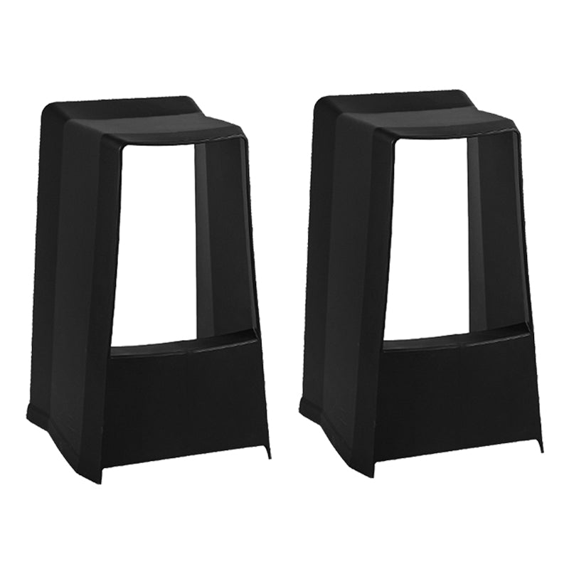 Modern Style Plastic Counter Stool Armless Barstool with Footrest Black 2 Piece Set Clearhalo 'Bar Furniture' 'Bar Stools' 'bar_stools' 'furn' 'furn_bar_stools' 'Furniture' 'Kitchen & Dining Furniture' 7491693