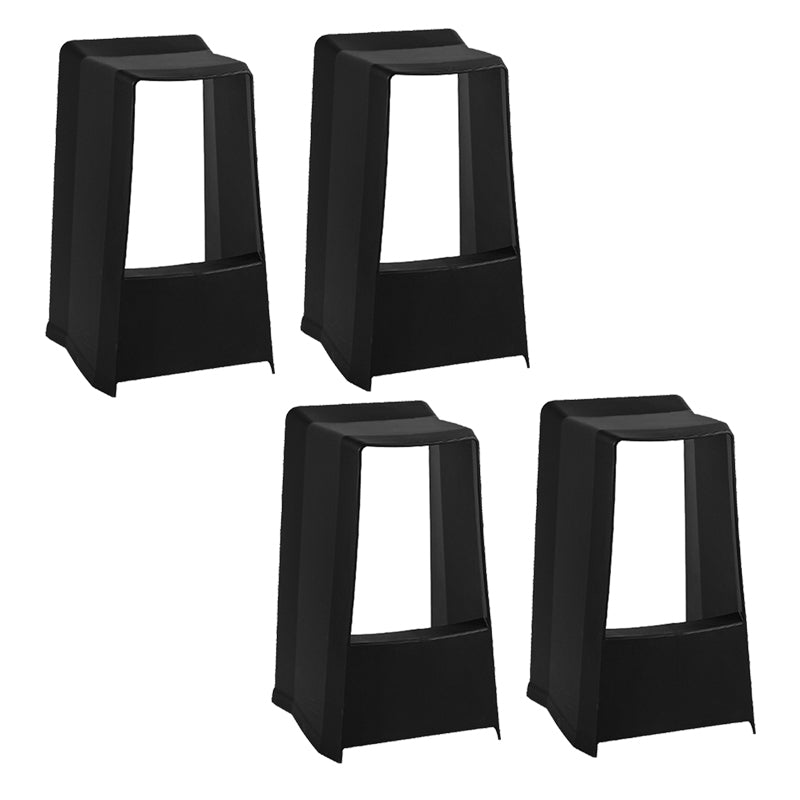 Modern Style Plastic Counter Stool Armless Barstool with Footrest Black 4 Piece Set Clearhalo 'Bar Furniture' 'Bar Stools' 'bar_stools' 'furn' 'furn_bar_stools' 'Furniture' 'Kitchen & Dining Furniture' 7491695