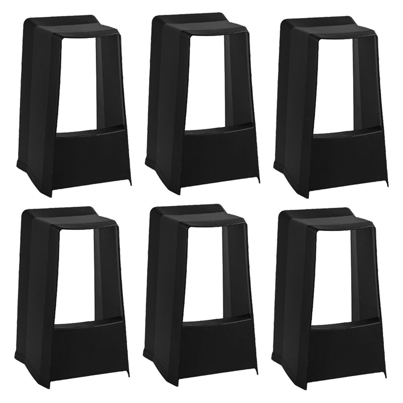 Modern Style Plastic Counter Stool Armless Barstool with Footrest Black 6 Piece Set Clearhalo 'Bar Furniture' 'Bar Stools' 'bar_stools' 'furn' 'furn_bar_stools' 'Furniture' 'Kitchen & Dining Furniture' 7491697