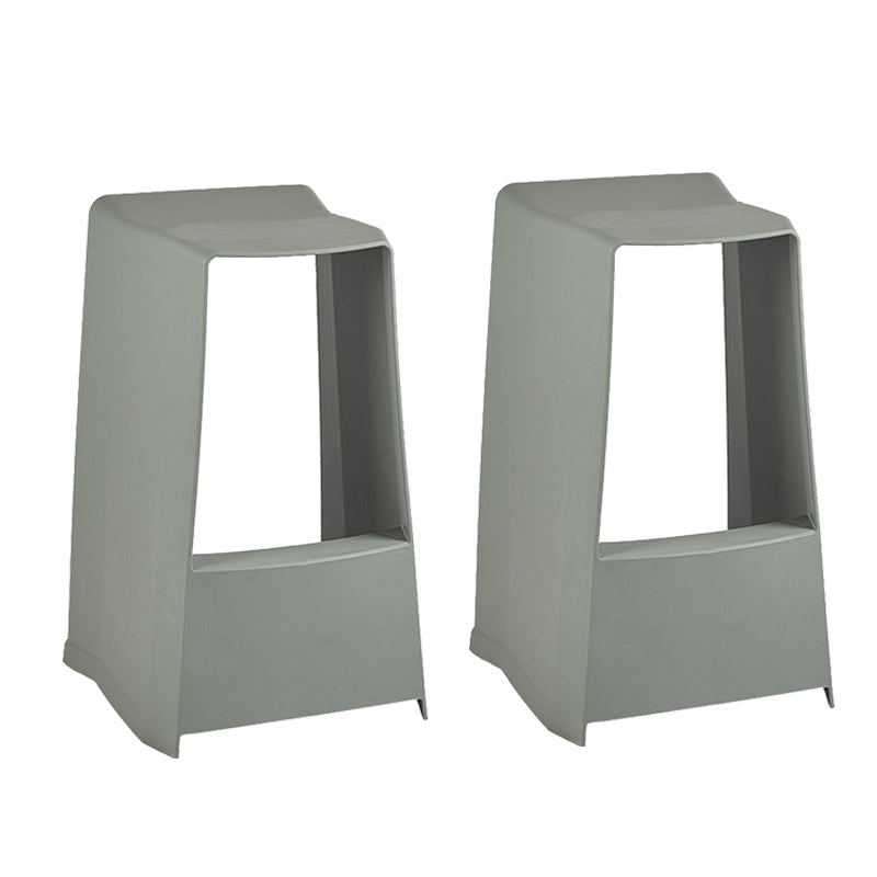 Modern Style Plastic Counter Stool Armless Barstool with Footrest Grey 2 Piece Set Clearhalo 'Bar Furniture' 'Bar Stools' 'bar_stools' 'furn' 'furn_bar_stools' 'Furniture' 'Kitchen & Dining Furniture' 7491700