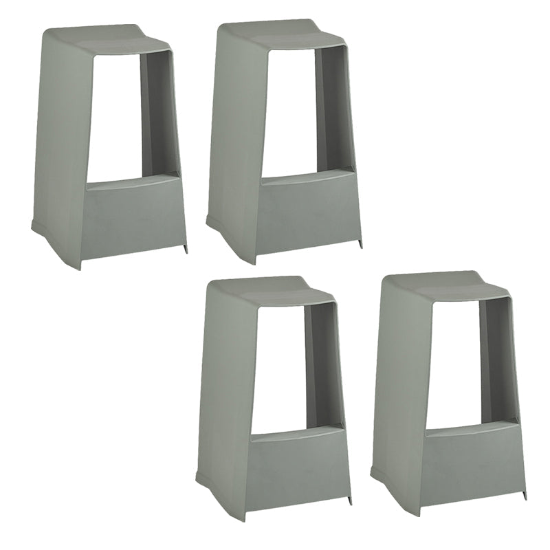 Modern Style Plastic Counter Stool Armless Barstool with Footrest Grey 4 Piece Set Clearhalo 'Bar Furniture' 'Bar Stools' 'bar_stools' 'furn' 'furn_bar_stools' 'Furniture' 'Kitchen & Dining Furniture' 7491702