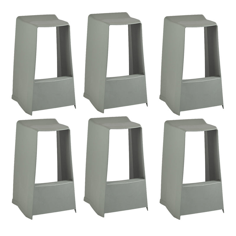 Modern Style Plastic Counter Stool Armless Barstool with Footrest Grey 6 Piece Set Clearhalo 'Bar Furniture' 'Bar Stools' 'bar_stools' 'furn' 'furn_bar_stools' 'Furniture' 'Kitchen & Dining Furniture' 7491704
