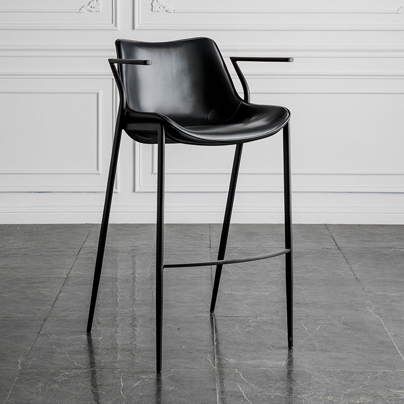 フェイクレザーカウンタースツールモダンスタイルのローバックバースツールとフットレスト