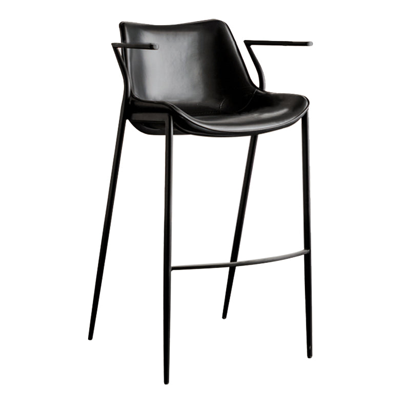 フェイクレザーカウンタースツールモダンスタイルのローバックバースツールとフットレスト
