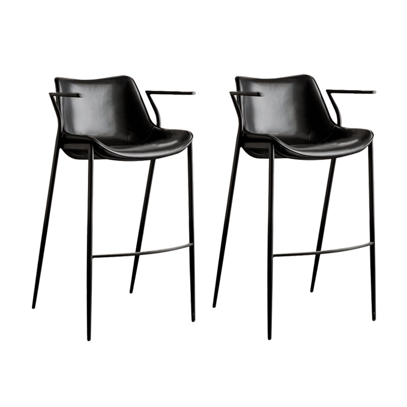 フェイクレザーカウンタースツールモダンスタイルのローバックバースツールとフットレスト