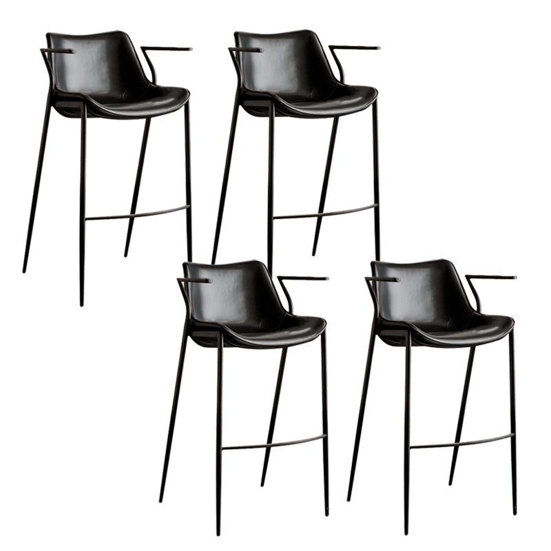 フェイクレザーカウンタースツールモダンスタイルのローバックバースツールとフットレスト