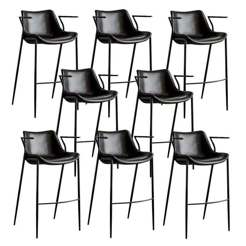 フェイクレザーカウンタースツールモダンスタイルのローバックバースツールとフットレスト