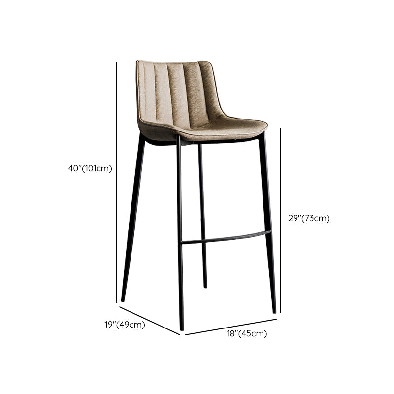 フェイクレザーカウンタースツールモダンスタイルのローバックバースツールとフットレスト