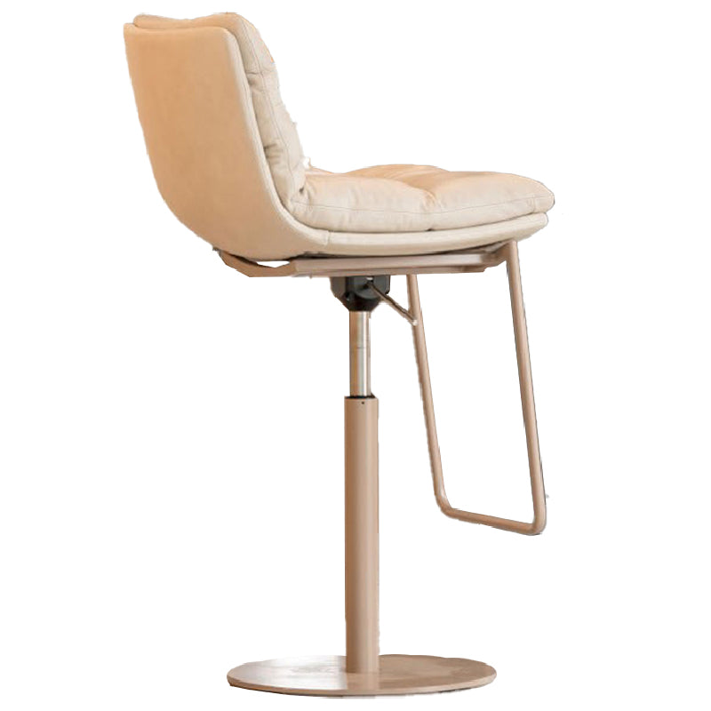 Contemporary Style Armless Barstool Leather Adjustable Height Bar Stool