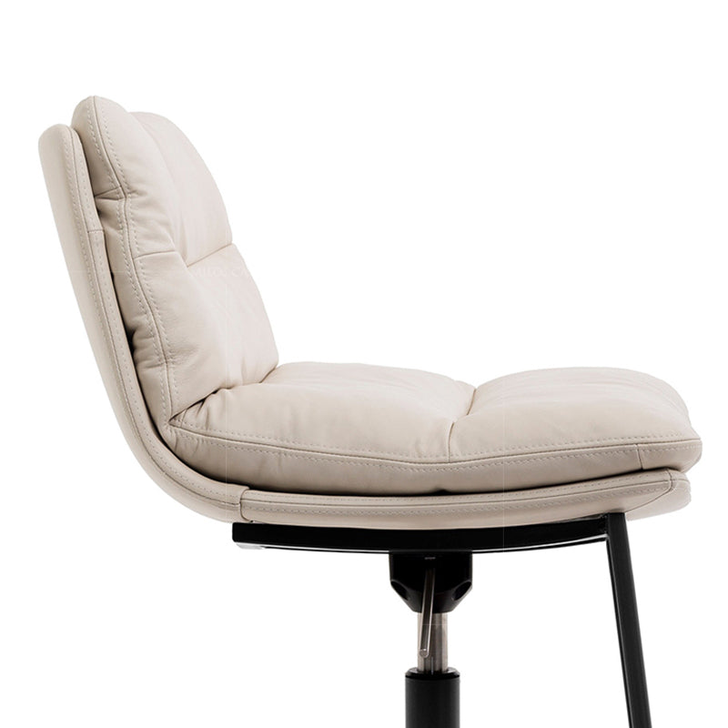 Contemporary Style Armless Barstool Leather Adjustable Height Bar Stool