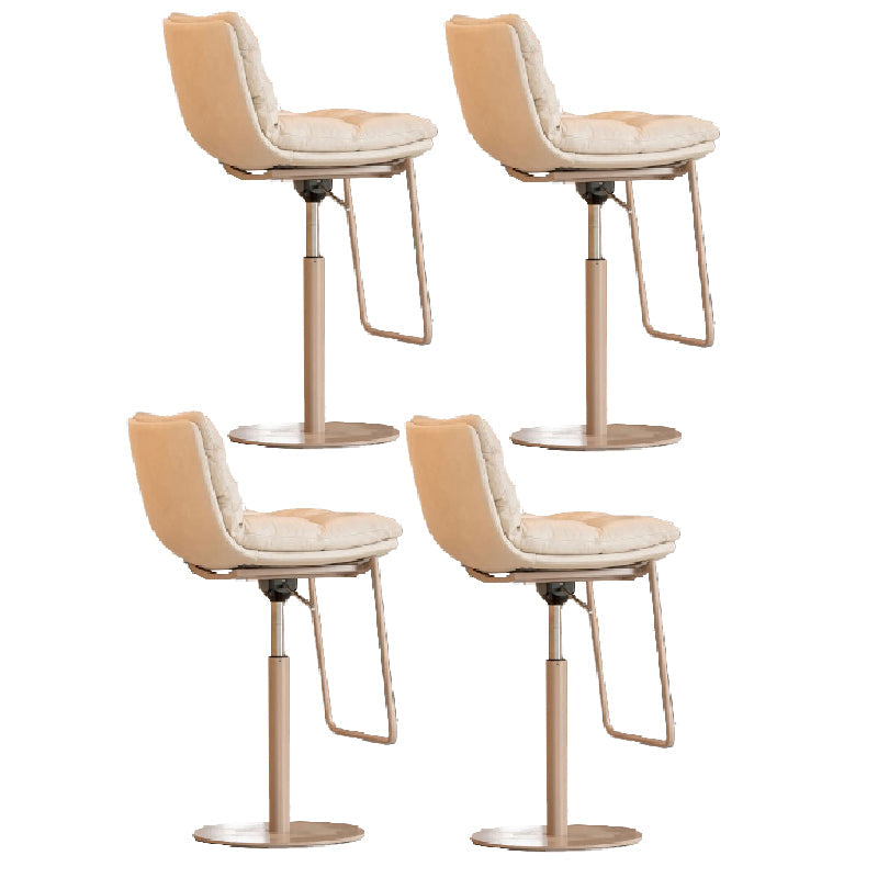 Contemporary Style Armless Barstool Leather Adjustable Height Bar Stool