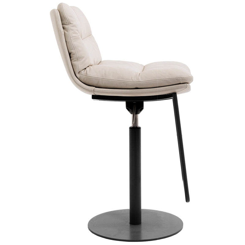 Contemporary Style Armless Barstool Leather Adjustable Height Bar Stool