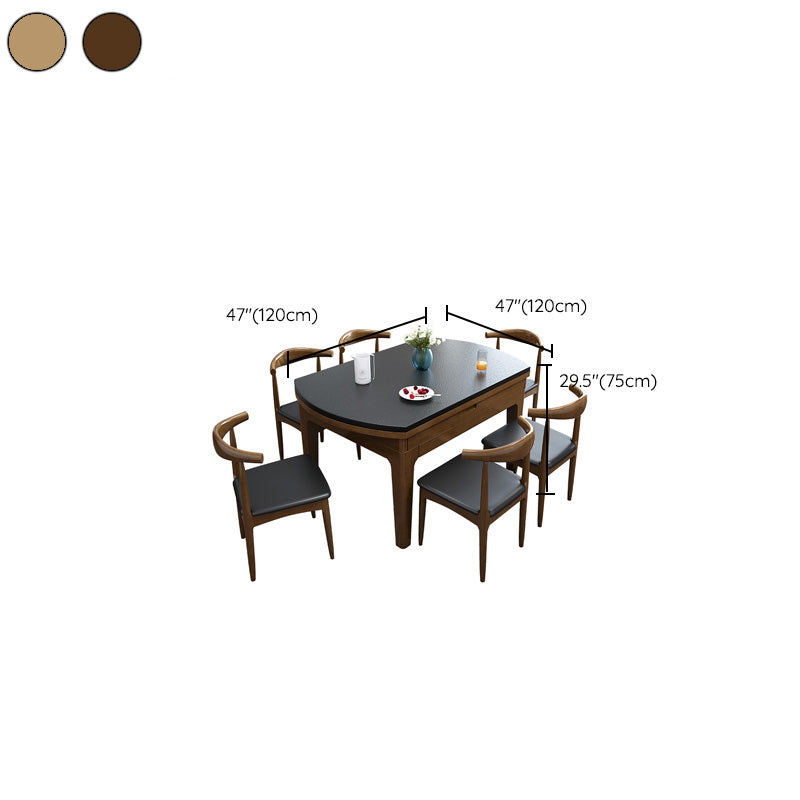 Simplicity Style Dining Site Table Round Stone Furniture with Drop-Leaf Clearhalo 'Dining Tables & Seating' 'Dining Tables' 'dining_table' 'furn' 'furn_dining_table' 'Furniture' 'Kitchen & Dining Furniture' 7491803