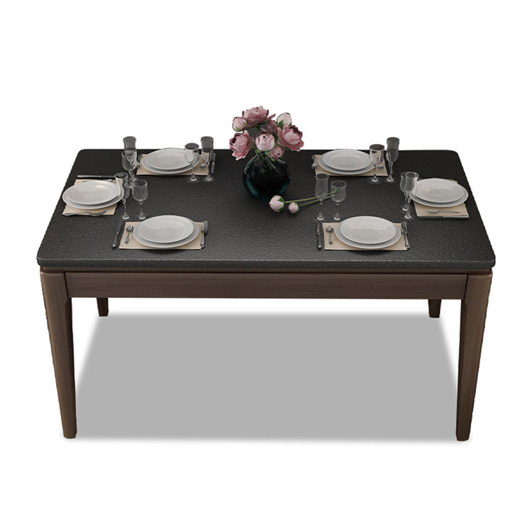 Rectangle Stone Top Dining Table Solid Wood 4 Legs Dining Table for Dining Room Without Chairs Clearhalo 'Dining Tables & Seating' 'Dining Tables' 'dining_table' 'furn' 'furn_dining_table' 'Furniture' 'Kitchen & Dining Furniture' 7491819