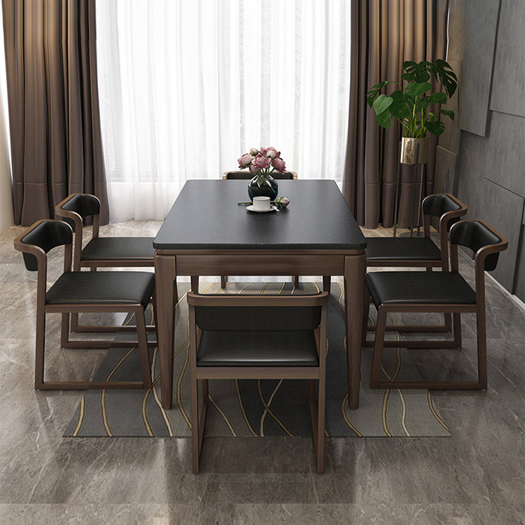 Rectangle Stone Top Dining Table Solid Wood 4 Legs Dining Table for Dining Room Clearhalo 'Dining Tables & Seating' 'Dining Tables' 'dining_table' 'furn' 'furn_dining_table' 'Furniture' 'Kitchen & Dining Furniture' 7491821