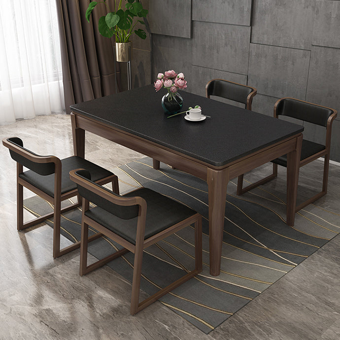 Rectangle Stone Top Dining Table Solid Wood 4 Legs Dining Table for Dining Room Clearhalo 'Dining Tables & Seating' 'Dining Tables' 'dining_table' 'furn' 'furn_dining_table' 'Furniture' 'Kitchen & Dining Furniture' 7491823