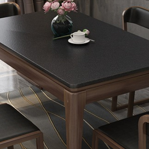 Rectangle Stone Top Dining Table Solid Wood 4 Legs Dining Table for Dining Room Clearhalo 'Dining Tables & Seating' 'Dining Tables' 'dining_table' 'furn' 'furn_dining_table' 'Furniture' 'Kitchen & Dining Furniture' 7491824