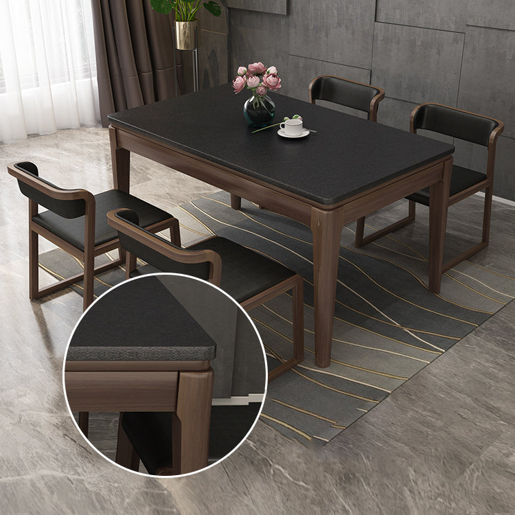 Rectangle Stone Top Dining Table Solid Wood 4 Legs Dining Table for Dining Room Clearhalo 'Dining Tables & Seating' 'Dining Tables' 'dining_table' 'furn' 'furn_dining_table' 'Furniture' 'Kitchen & Dining Furniture' 7491825