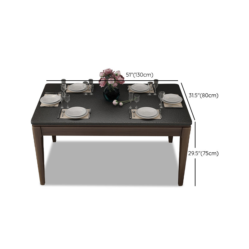 Rectangle Stone Top Dining Table Solid Wood 4 Legs Dining Table for Dining Room Clearhalo 'Dining Tables & Seating' 'Dining Tables' 'dining_table' 'furn' 'furn_dining_table' 'Furniture' 'Kitchen & Dining Furniture' 7491829