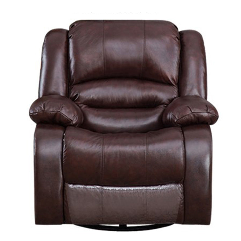 Contemporary Standard Recliner Solid Color Indoor Swivel Base Arm Metal Genuine Leather Clearhalo 'Chairs & Seating' 'furn' 'furn_recliners' 'Furniture' 'Living Room Furniture' 'Recliners' 7491846