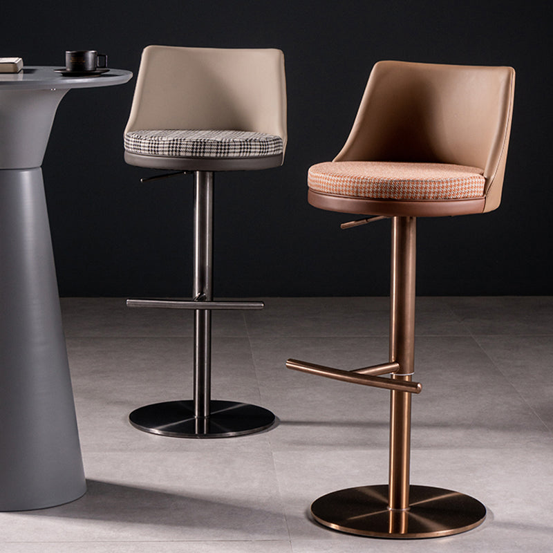 Contemporary Style Barstool Round Upholstered Bar Stool with Metal Base