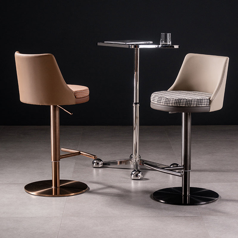 Contemporary Style Barstool Round Upholstered Bar Stool with Metal Base