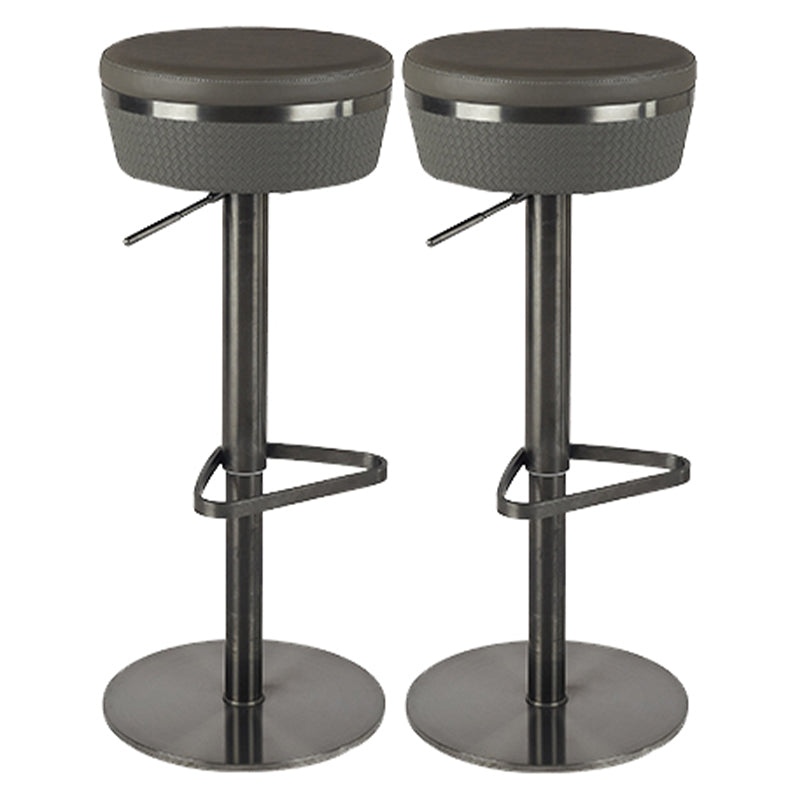 Contemporary Style Barstool Round Upholstered Bar Stool with Metal Base