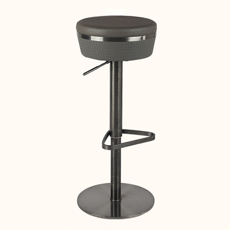 Contemporary Style Barstool Round Upholstered Bar Stool with Metal Base