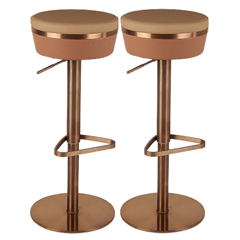 Contemporary Style Barstool Round Upholstered Bar Stool with Metal Base