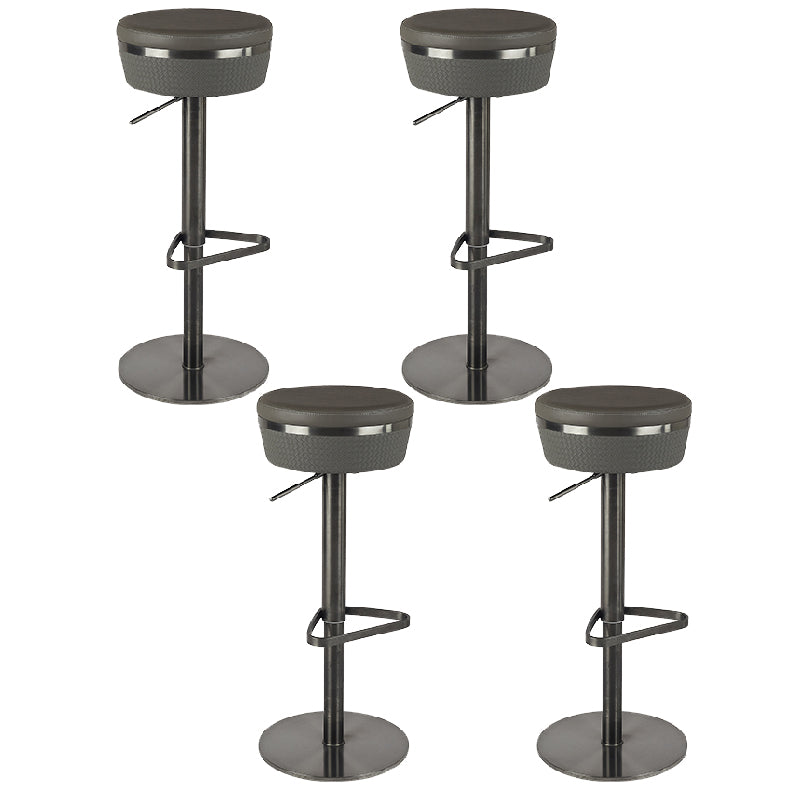 Contemporary Style Barstool Round Upholstered Bar Stool with Metal Base