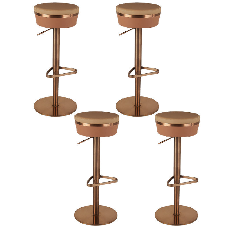 Contemporary Style Barstool Round Upholstered Bar Stool with Metal Base
