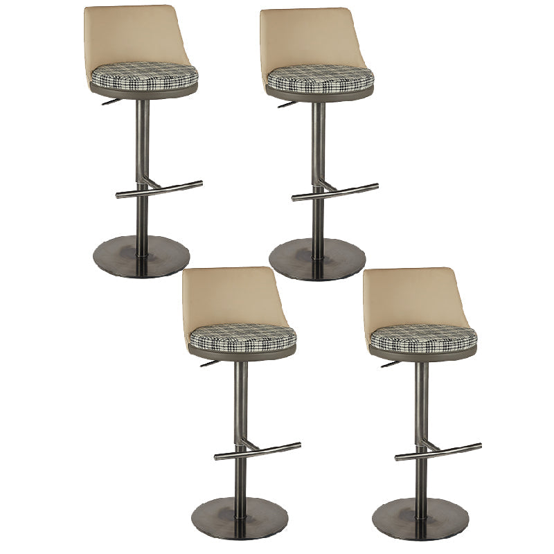 Contemporary Style Barstool Round Upholstered Bar Stool with Metal Base