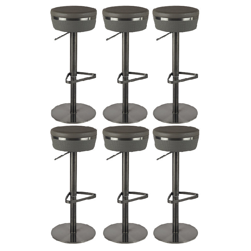 Contemporary Style Barstool Round Upholstered Bar Stool with Metal Base