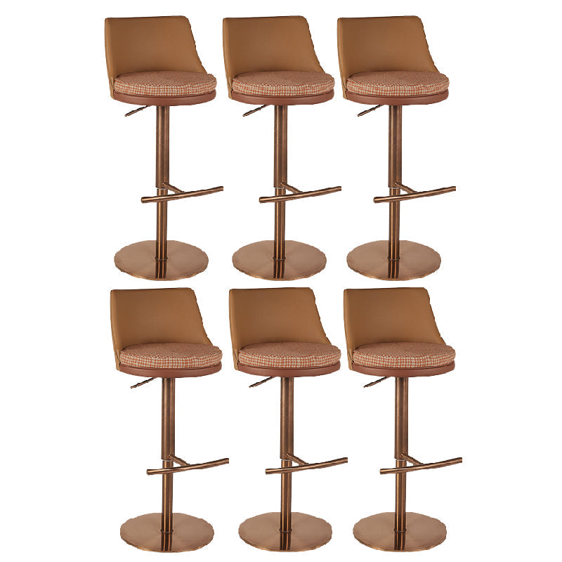 Contemporary Style Barstool Round Upholstered Bar Stool with Metal Base