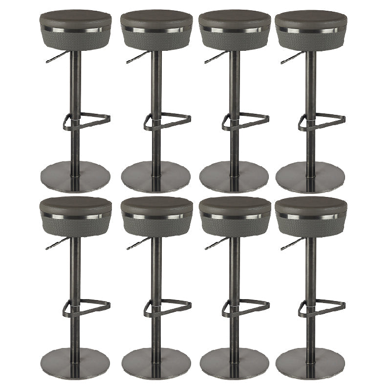 Contemporary Style Barstool Round Upholstered Bar Stool with Metal Base