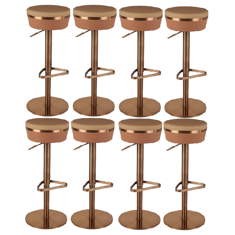 Contemporary Style Barstool Round Upholstered Bar Stool with Metal Base