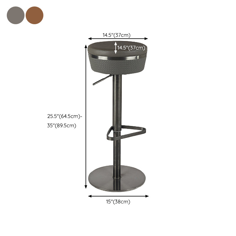 Contemporary Style Barstool Round Upholstered Bar Stool with Metal Base
