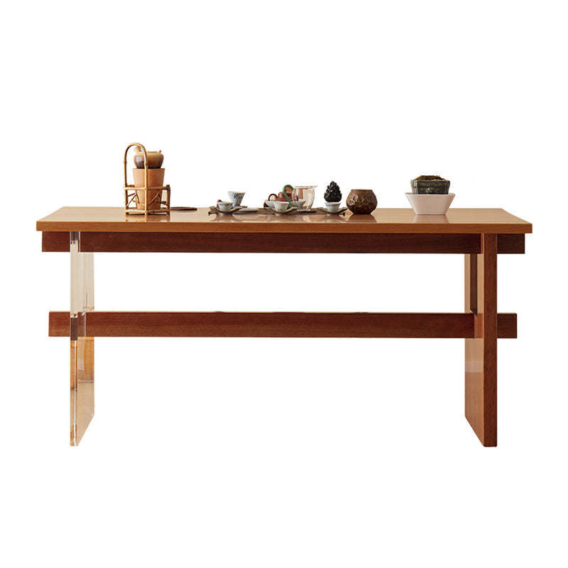 Cherry Wooden Solid Wood Dining Table Trestle Base Rectangle Dining Table